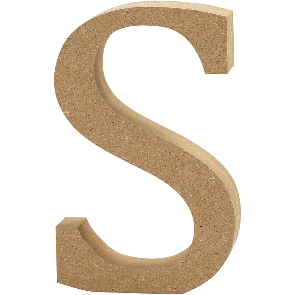 Houten decoratie letter S 8cm 15mm per stuk creaknutselen.nl