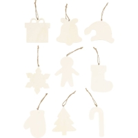 Groepen set houten kerst ornamenten 9-11cm - 90 stuks