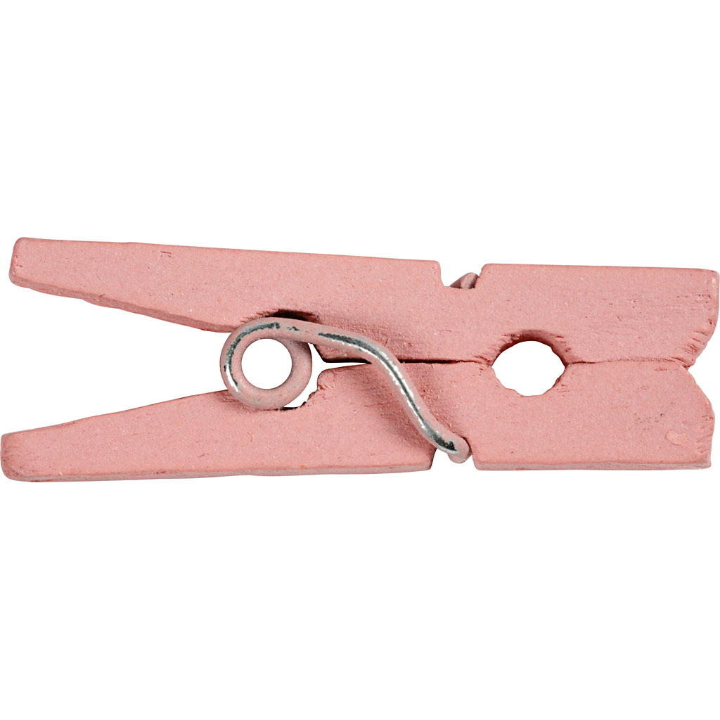 Houten mini wasknijpers roze 25x3mm 36 stuks