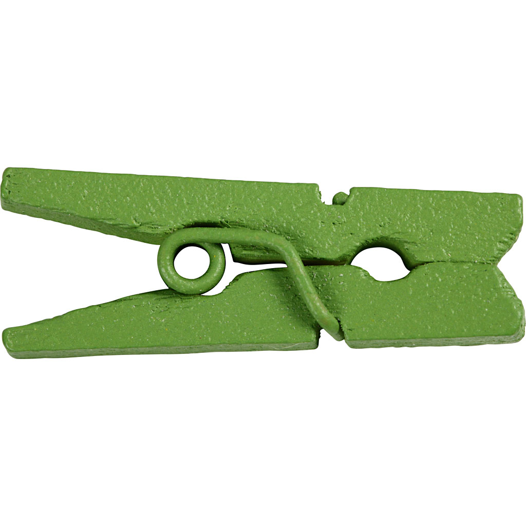 Houten mini wasknijpers groen 25x3mm 36 stuks
