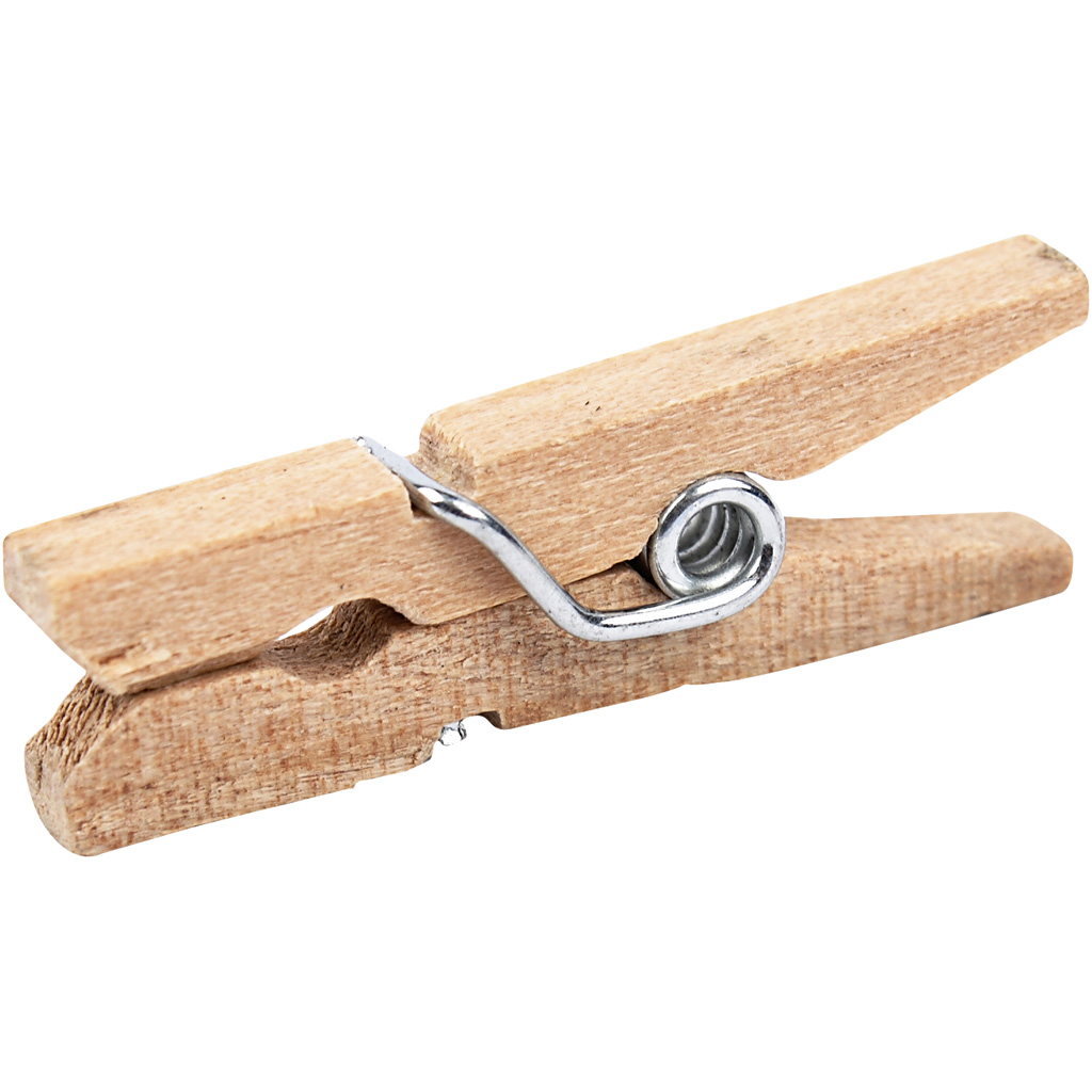 Mini houten knijpers naturel 25x3mm  30 stuks