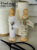 Houten wasknijpers peg dolls op voetje 9.5cm - 5 stuks