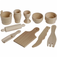 Mini houten keuken houten keuken spulletjes (10 delig)