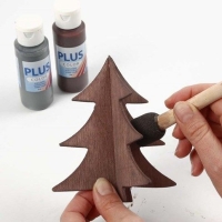 Kerstbomen 3D hout 13+18cm set 2 stuks