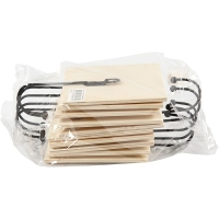 Houten Mini Kapstok 12x12cm met Zwarte Haak - 10 stuks