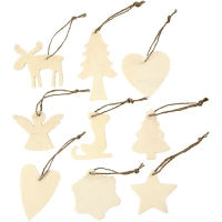 Kerstdecoratie hout met touw 7-8 cm 72 stuks