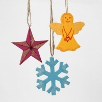 Kerstdecoratie hout met touw 7-8 cm 72 stuks