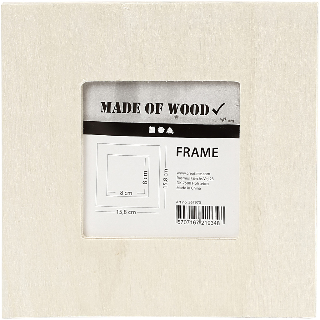 Blank houten DIY fotolijst zonder glas 15,8x15,8cm - 1 stuk