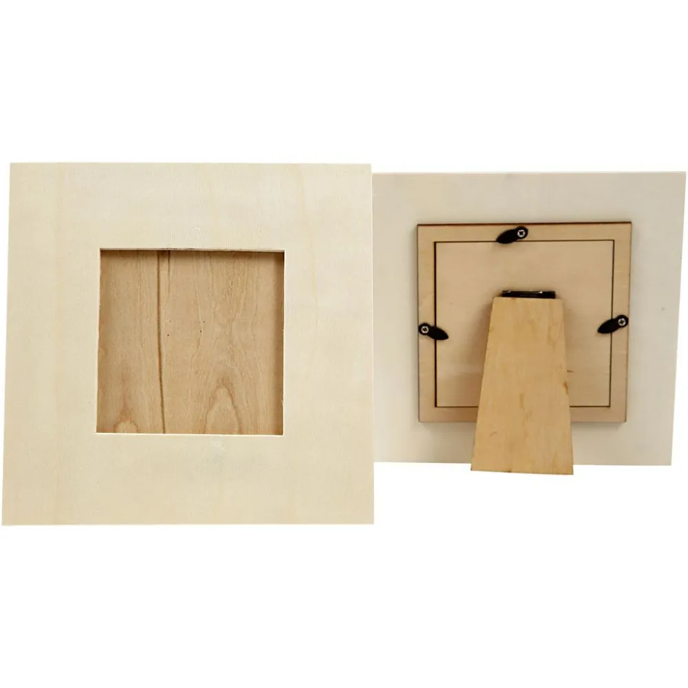 Blank houten DIY fotolijst zonder glas 15,8x15,8cm - 1 stuk