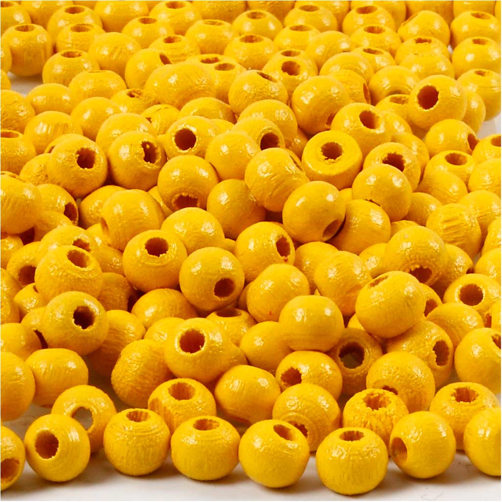 Houten kralen geel 5mm - 150 stuks