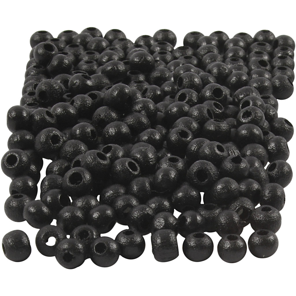 Houten kralen zwart 5mm - 150 stuks
