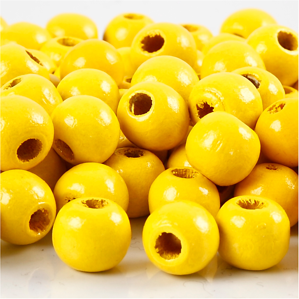 Houten kralen geel 12mm - 40 stuks