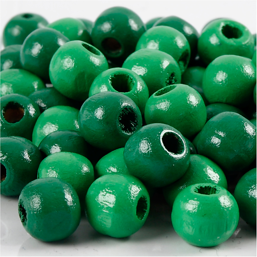 Houten kralen groen 12mm - 40 stuks