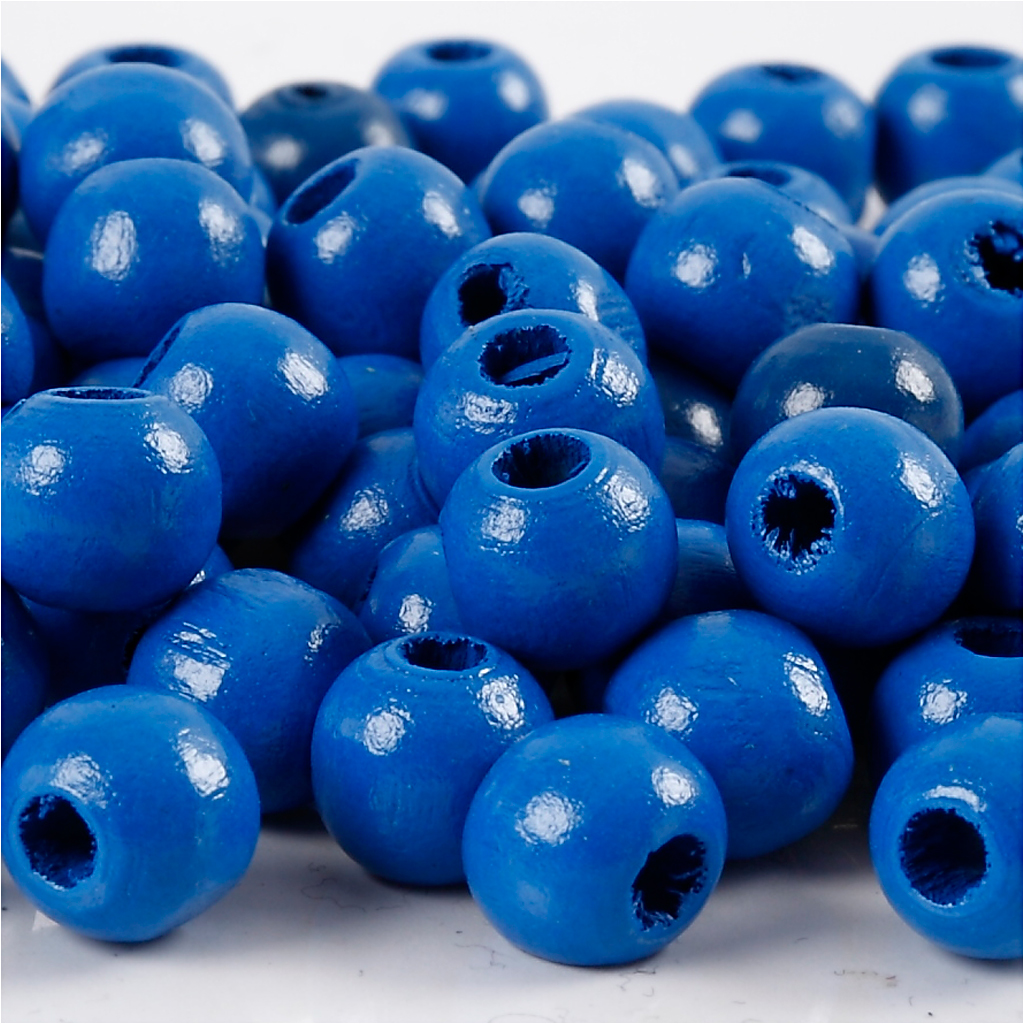 Houten kralen blauw 12mm 40 stuks creaknutselen.nl