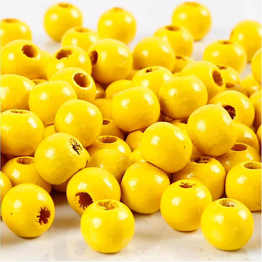 Houten kralen geel 8mm - 80 stuks