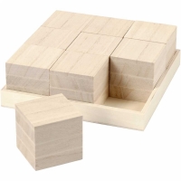 Houten blokjes op houten blad 4x4cm - 9 stuks
