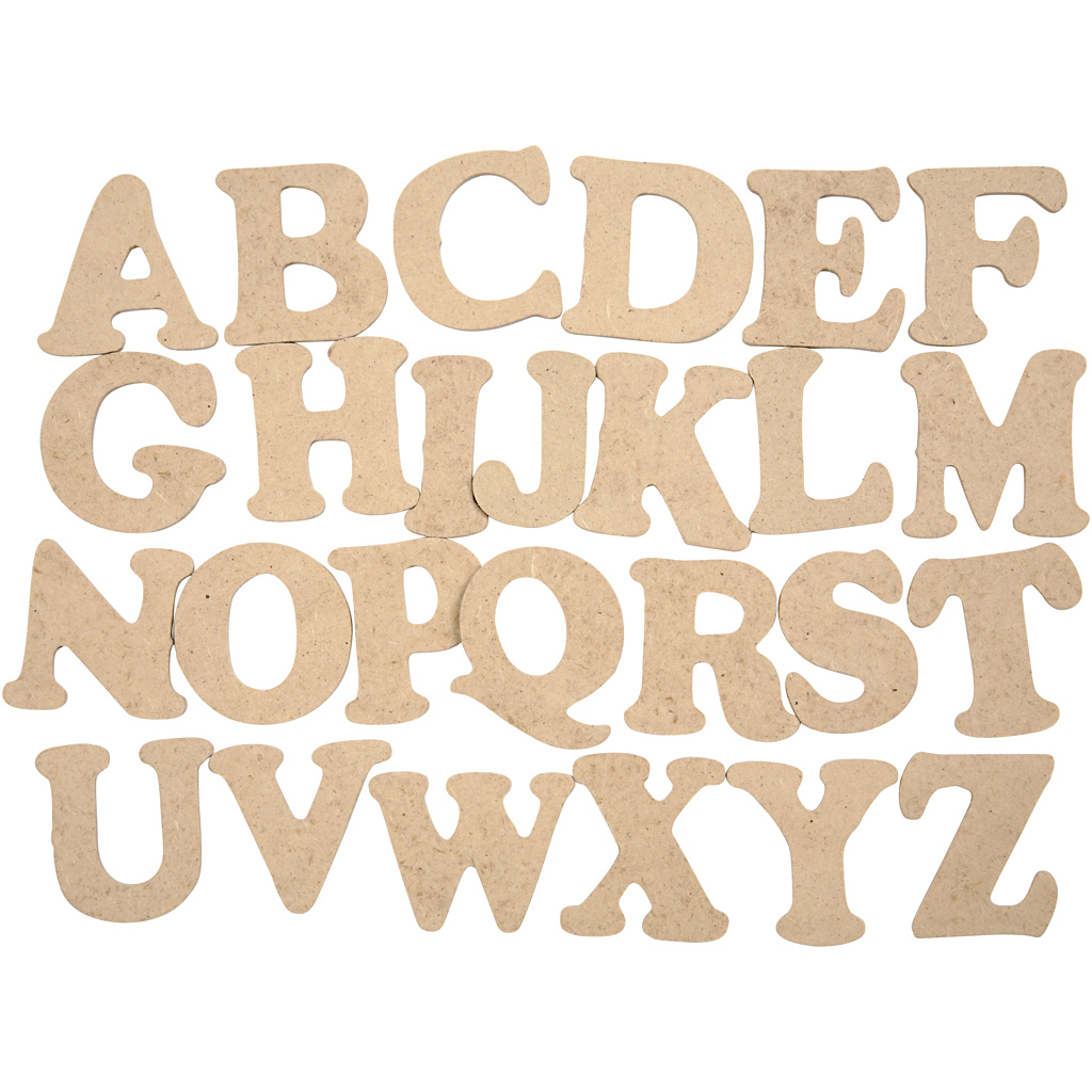 Blanke houten mdf decoratie letters alfabet 4cm - 26 stuks