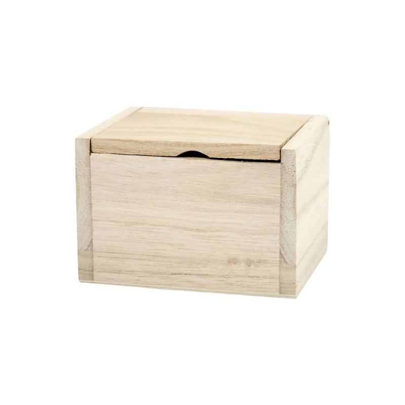 Klein blank houten klep doosje 10x8,2cm - 1 stuk