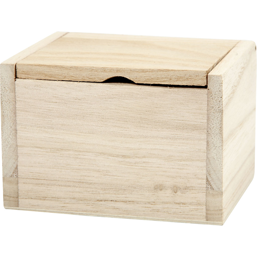 Klein blank houten klep doosje 10x8,2cm - 1 stuk