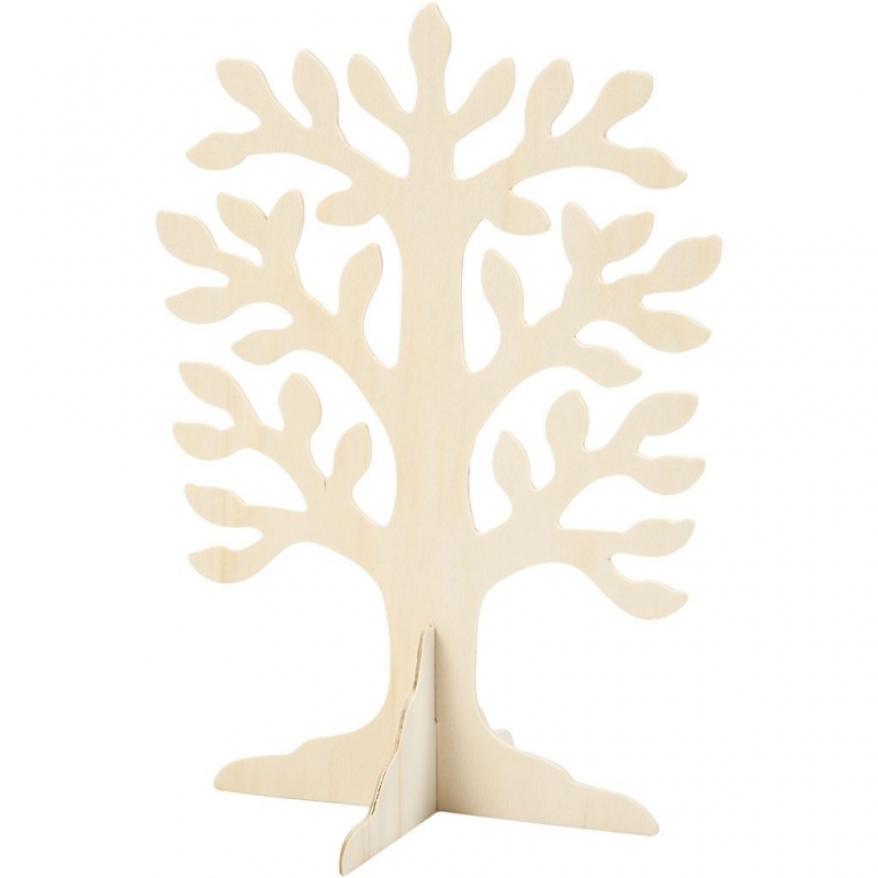 Blanco houten sieraden bomen DIY 30x21cm - 10 stuks