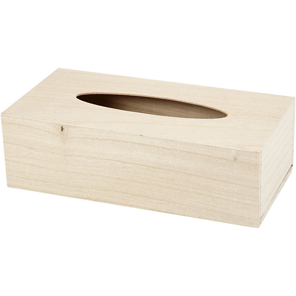 Blank houten tissuedoos 27x14cm - 1 stuk
