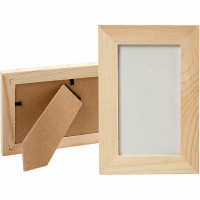 Blank houten fotolijst met glas 10.5x15.6cm - 1 stuk