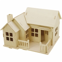Knutsel pakket houten huis afm 19x17,5x15 - 1 set zelfbouwpakket