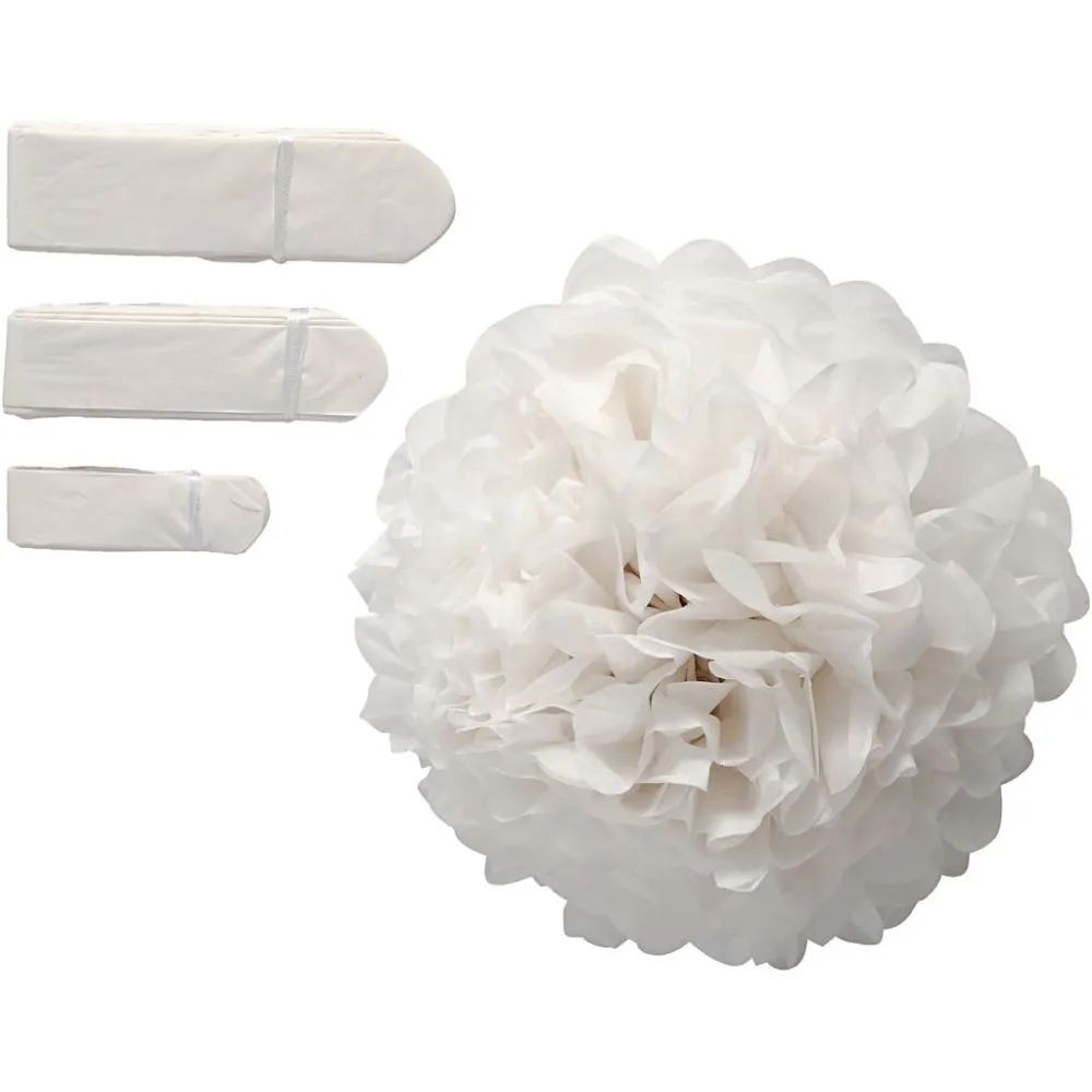 DIY grote tissue pompons wit 20-24-30cm - 3 stuks