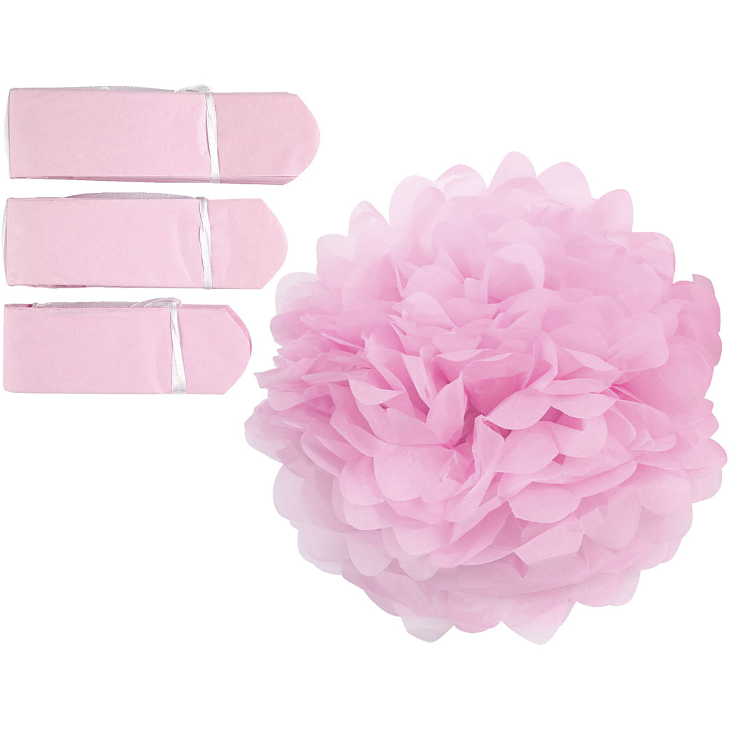 DIY grote tissue pompons roze 20-24-30cm - 3 stuks