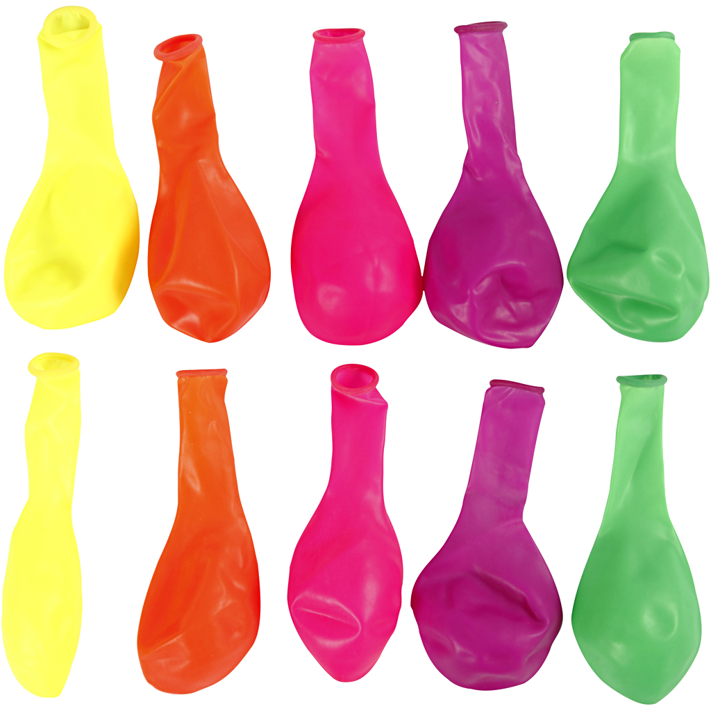 Ballonnen kleurenmix assorti neon 23cm - 10 stuks