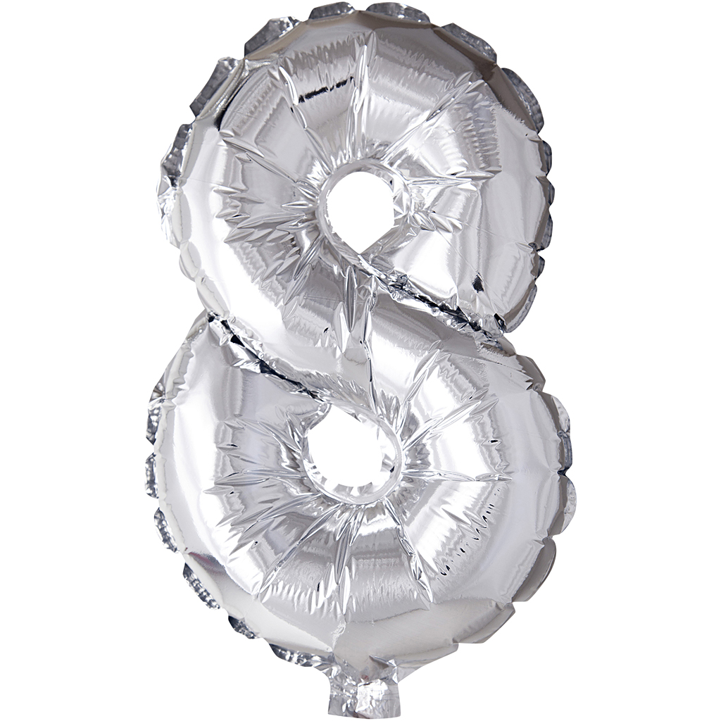 Folie ballon cijfer 8 zilver 41cm