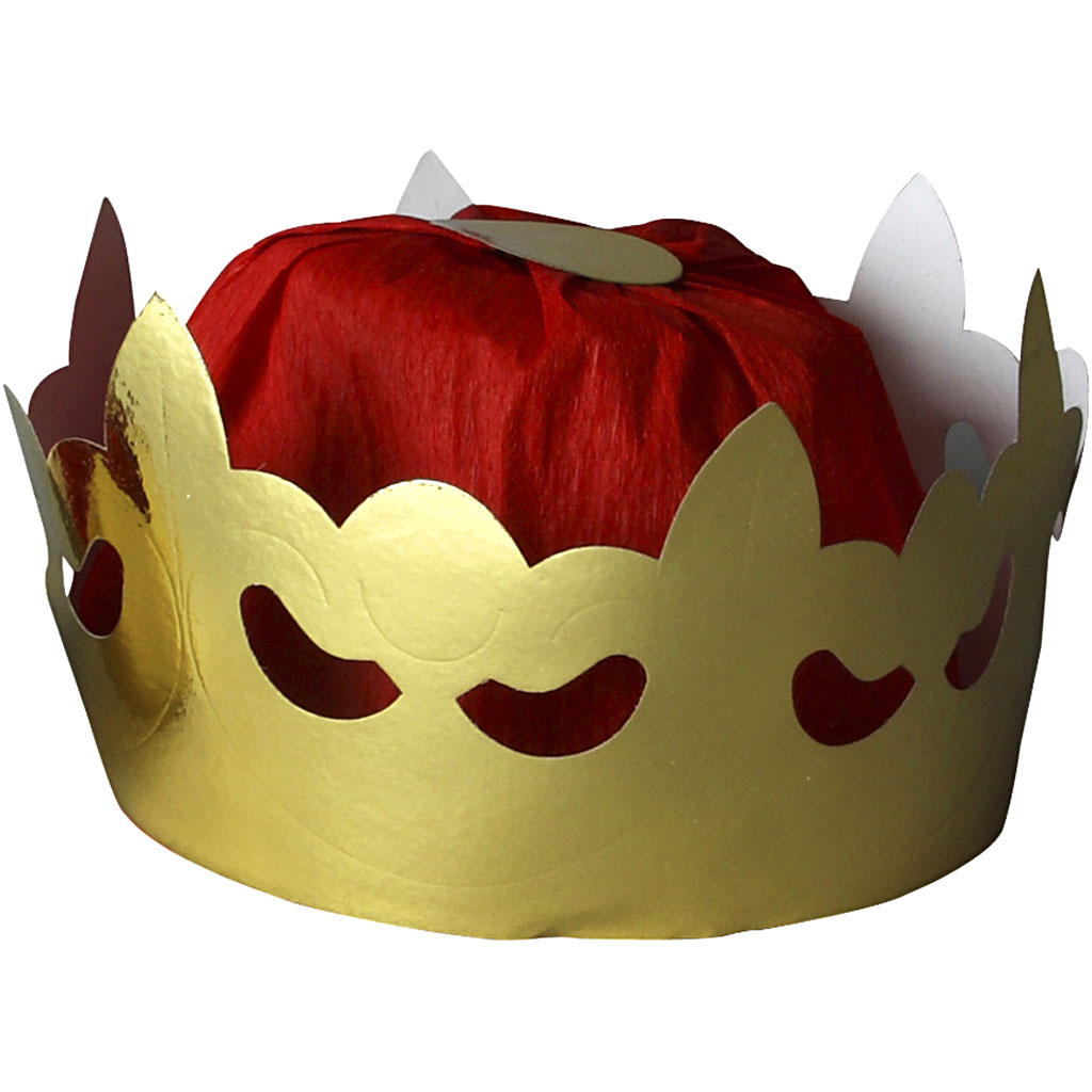 Kartonnen konings kroon goud rood 19x11cm 1 stuk