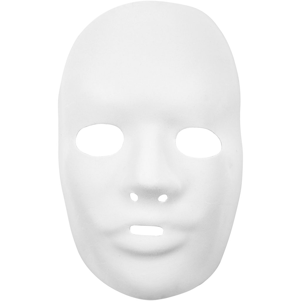 Masker plastic met velours wit heel gezicht 24x15,5cm 1 stuk