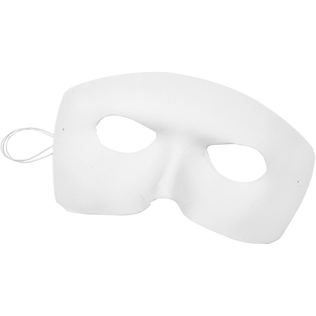 Masker plastic wit met velours 17x12cm per stuk