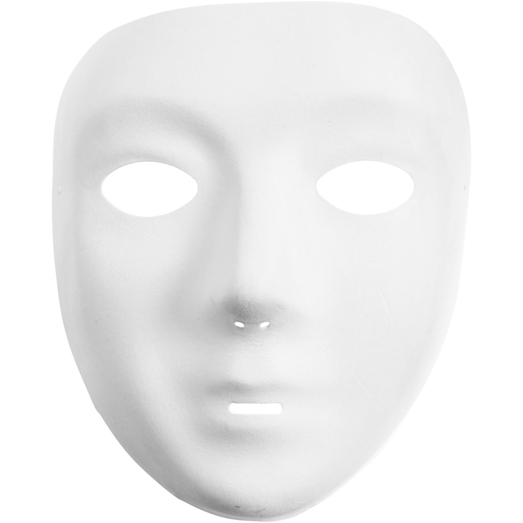 Masker plastic wit met velours heel gezicht 17,5x14cm 1 stuk