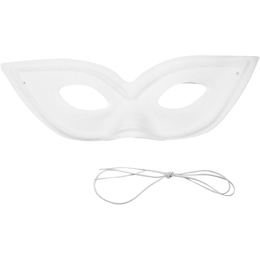 Masker plastic wit met velours 20x7cm per stuk