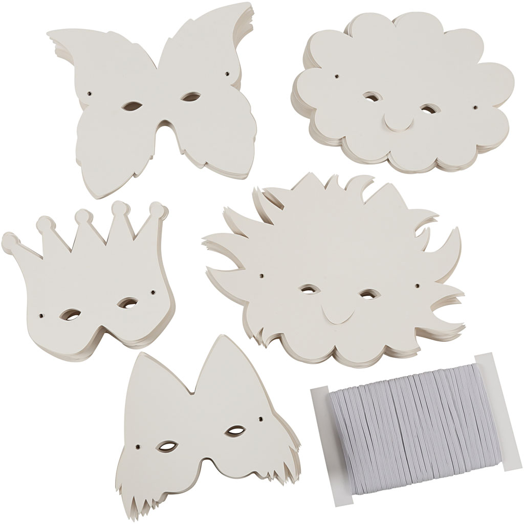 Witte 230gr kartonnen fantasia maskers 15-20cm - 100 stuks