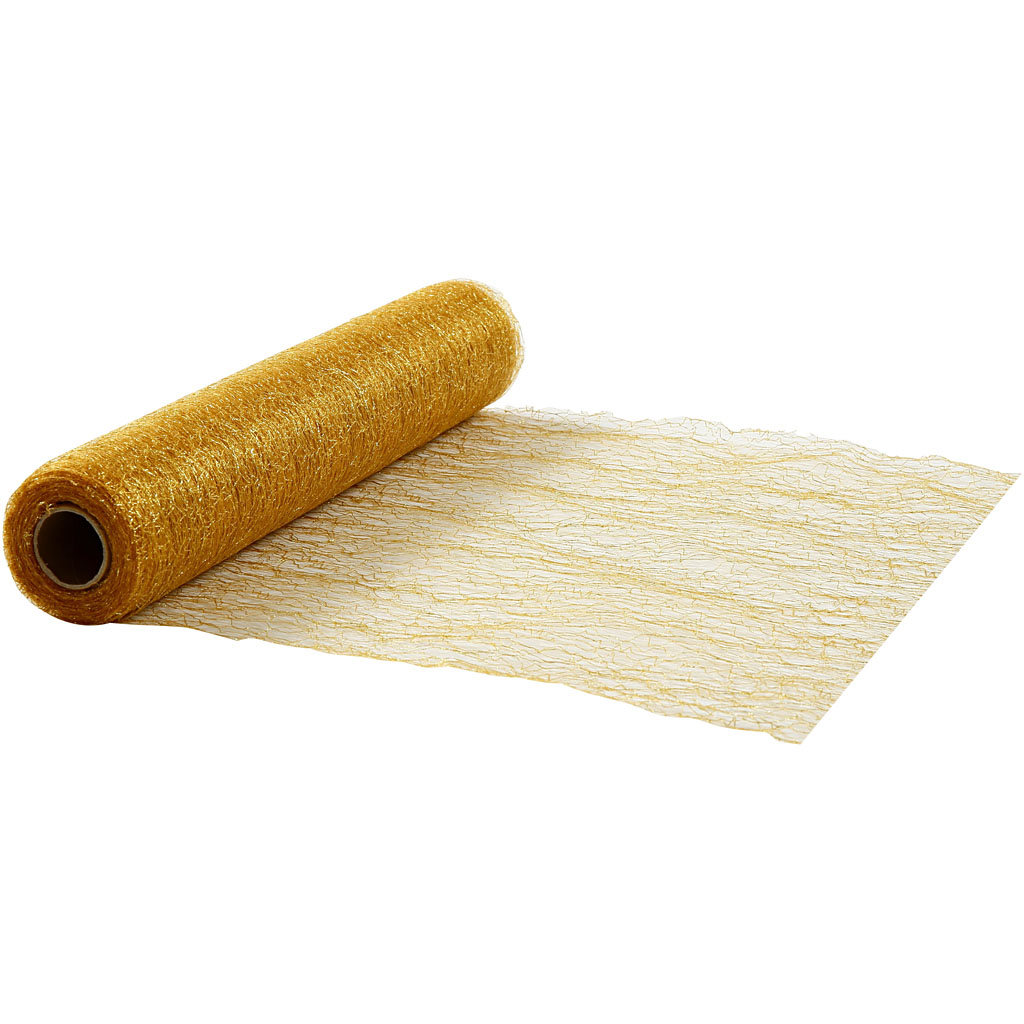 Web geweven net stof / tafelloper goud 30cm - 10 meter