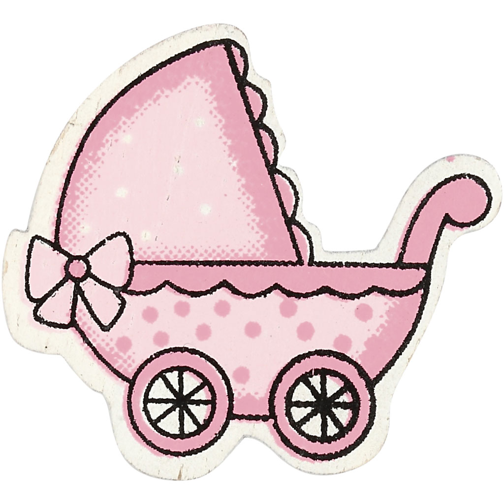 Kinderwagen baby roze afm 34x31mm 10 stuks