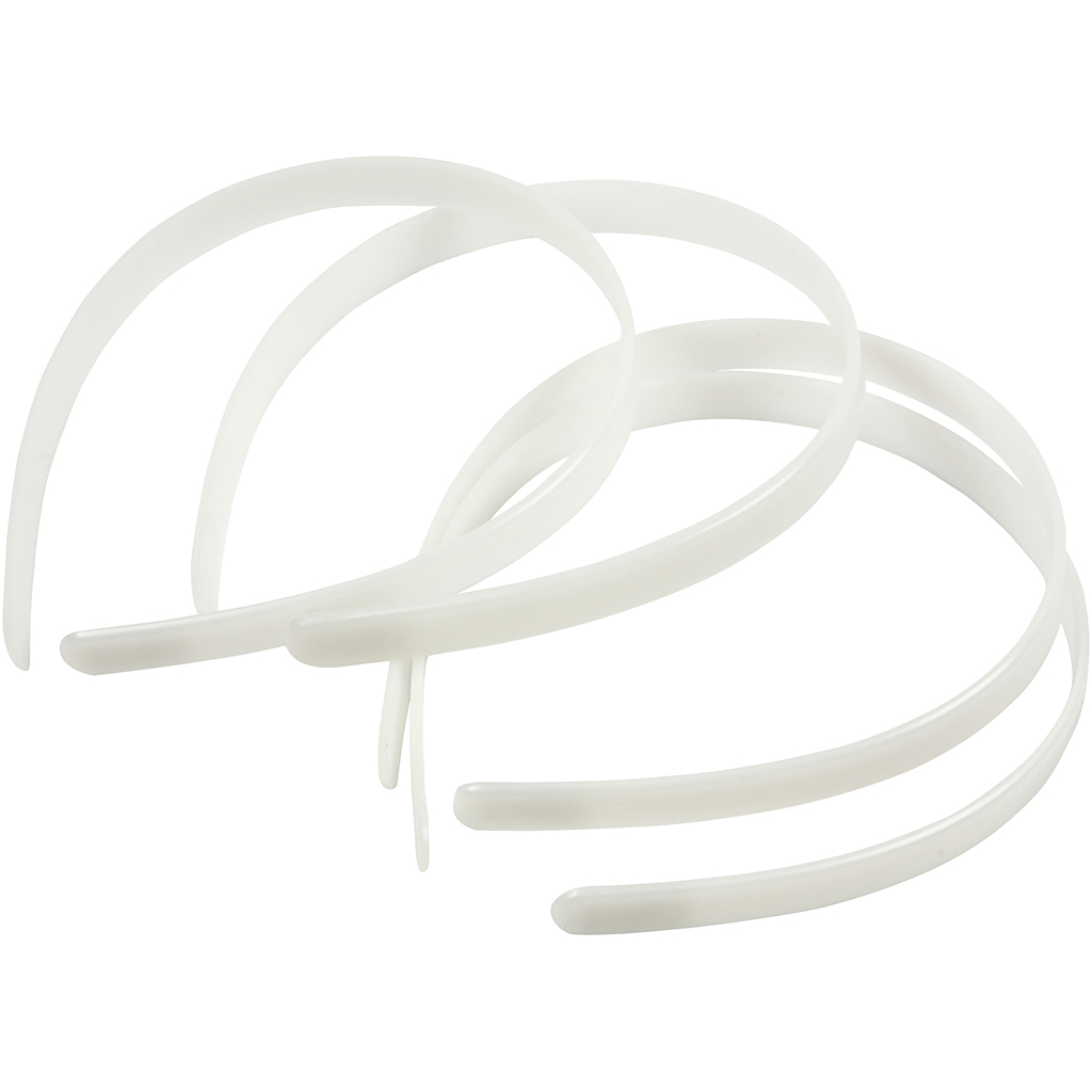 Haarbanden plastic wit 13mm breed 5 stuks