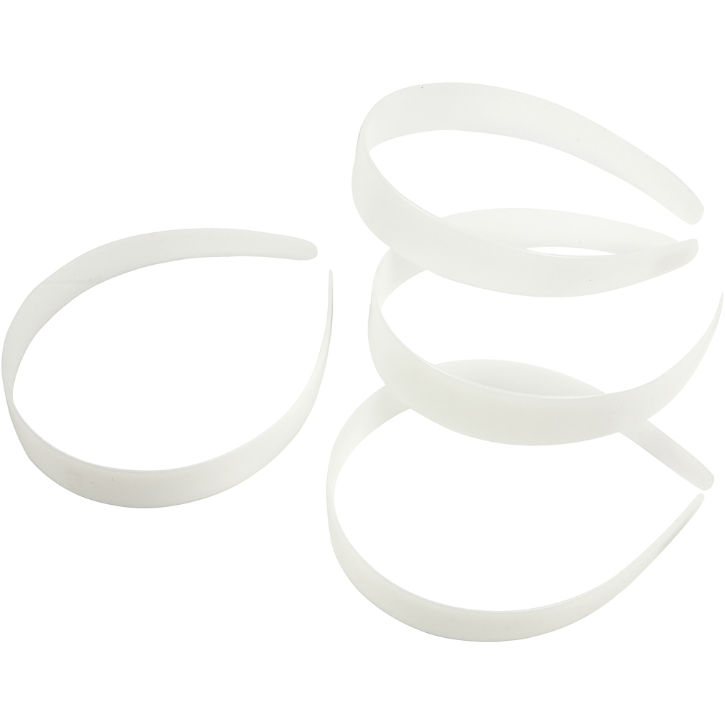 Haarbanden plastic wit 25mm breed 5 stuks
