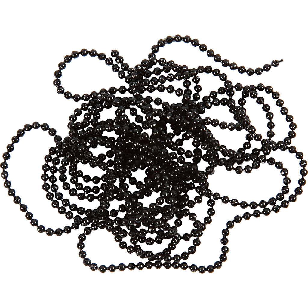 Metalen balletjes ketting zwart 1.5mm - 150cm + 10 sluitingen
