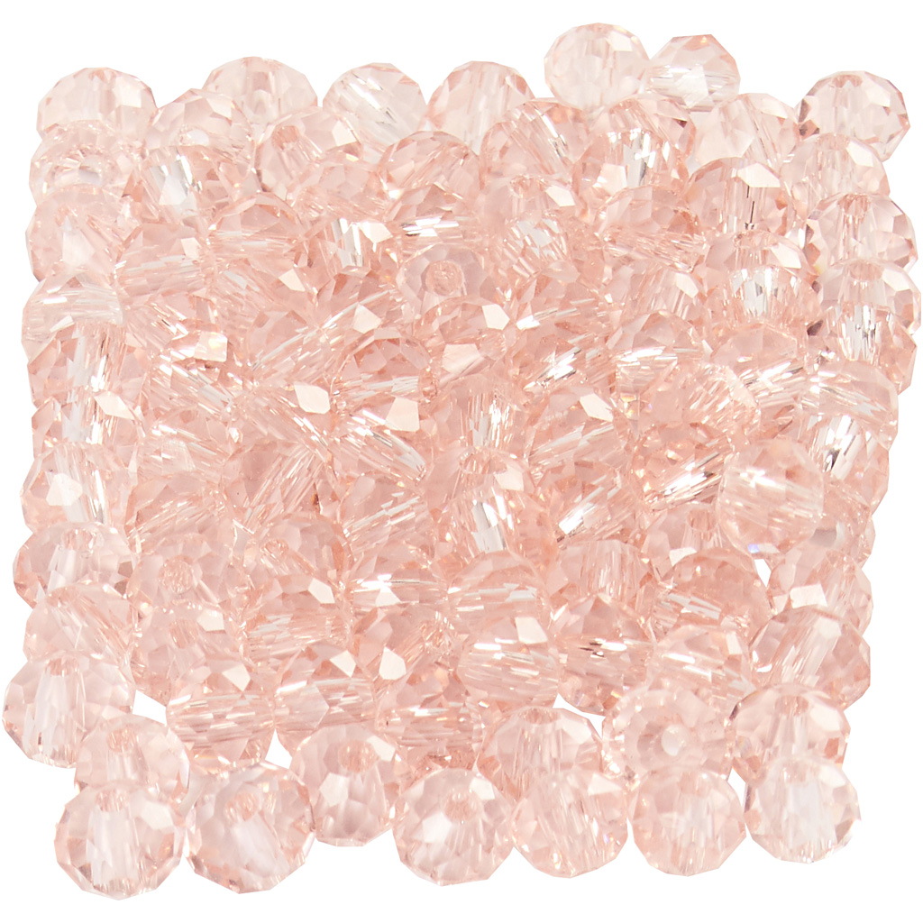 Facet kraaltjes kristalglas roze 3x4mm - streng 100 stuks
