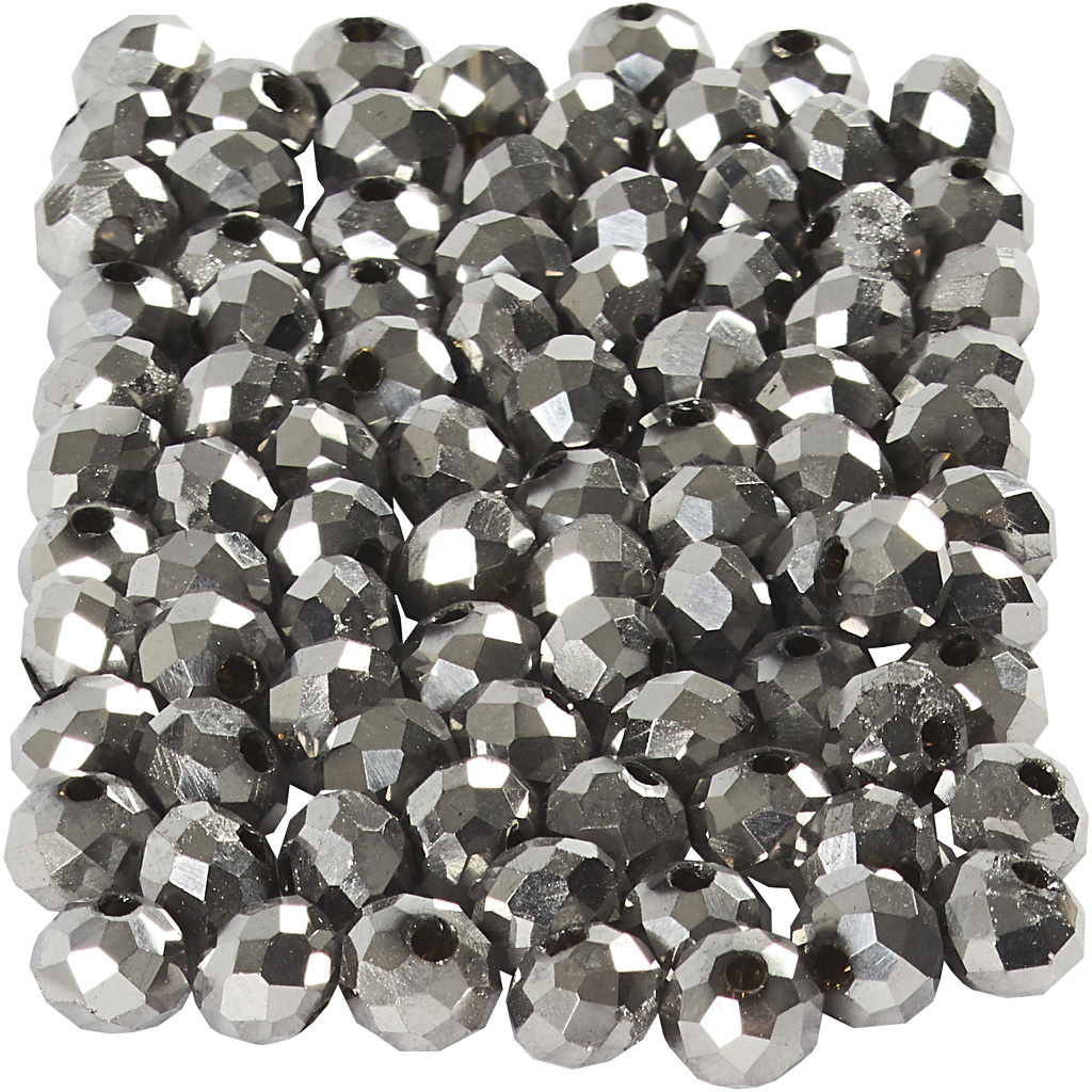 Facet kraaltjes kristalglas metallic grijs 3x4mm - streng 100 stuks