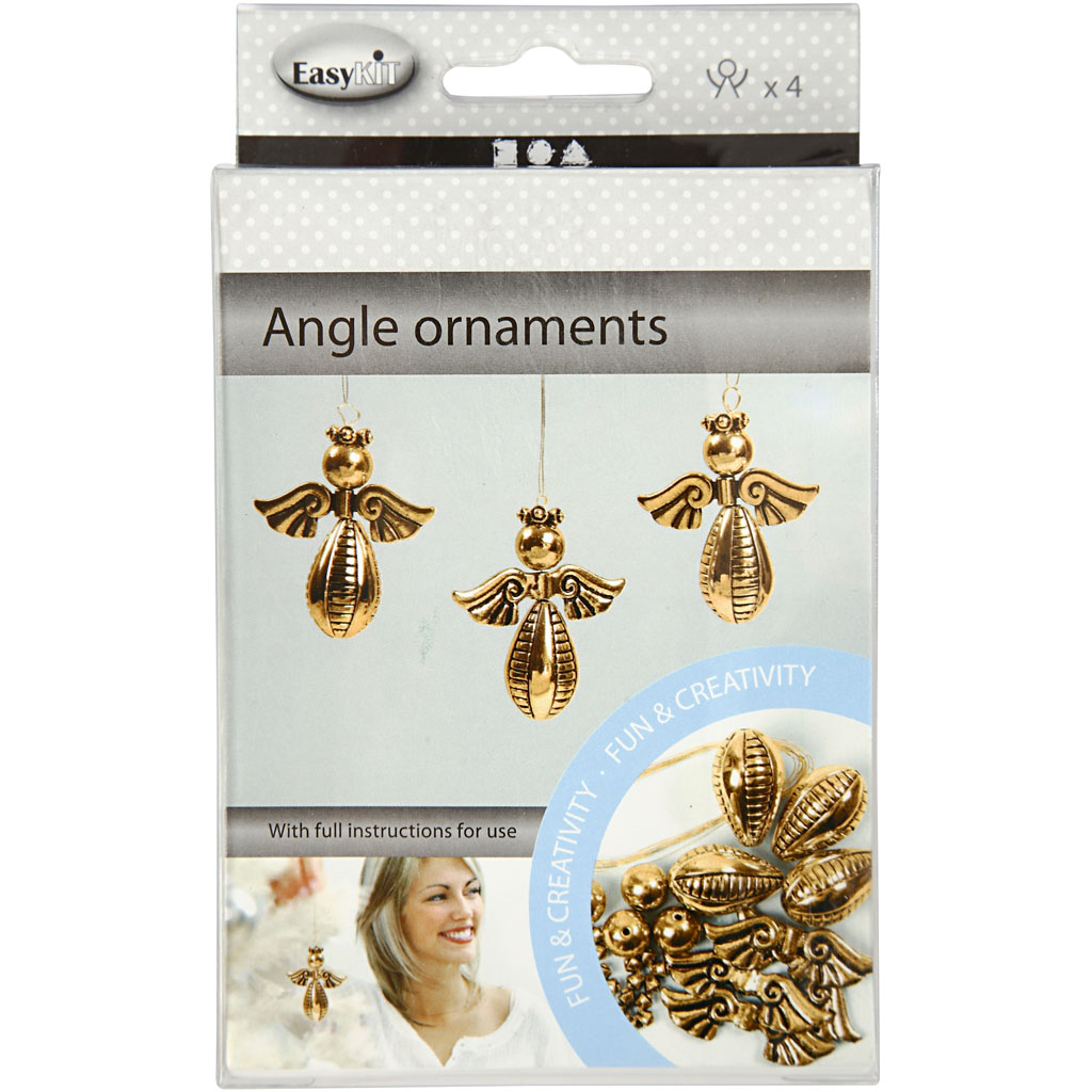 Knutselpakket engel ornamentjes hangertjes goud 5.5cm - 4 stuks