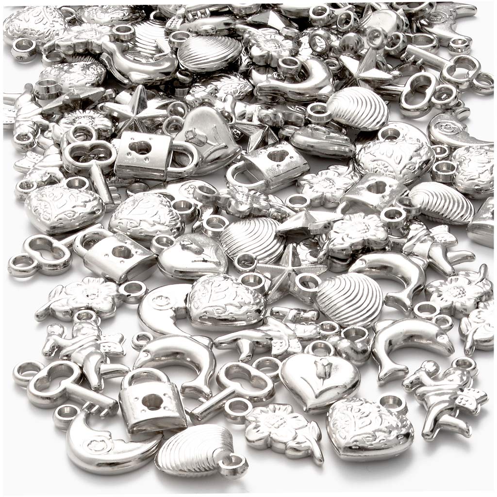 Zilveren metal look bedels mix 15-20cm - ca. 200 stuks