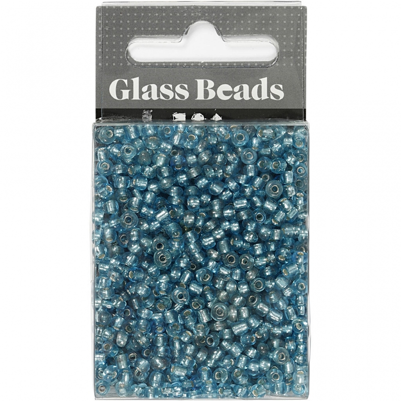 Glas kraaltjes rocailles helder turquoise 8/0 - Ø3mm - 25 gr