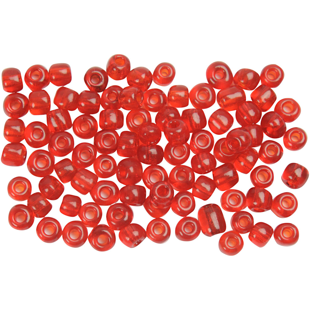 Glas kraaltjes rocailles helder rood 6/0 - Ø4mm - 25 gr