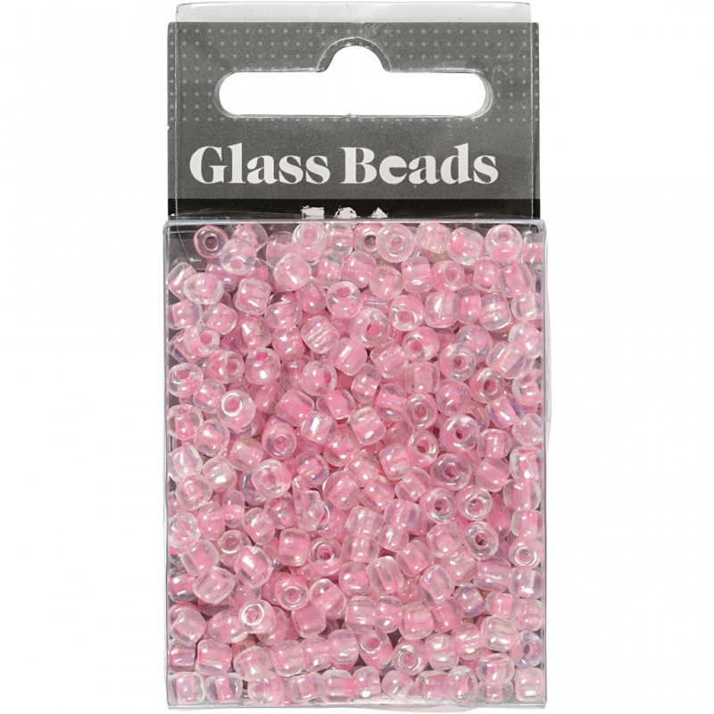 Glas kraaltjes rocailles roze 6/0 - Ø4mm - 25 gr