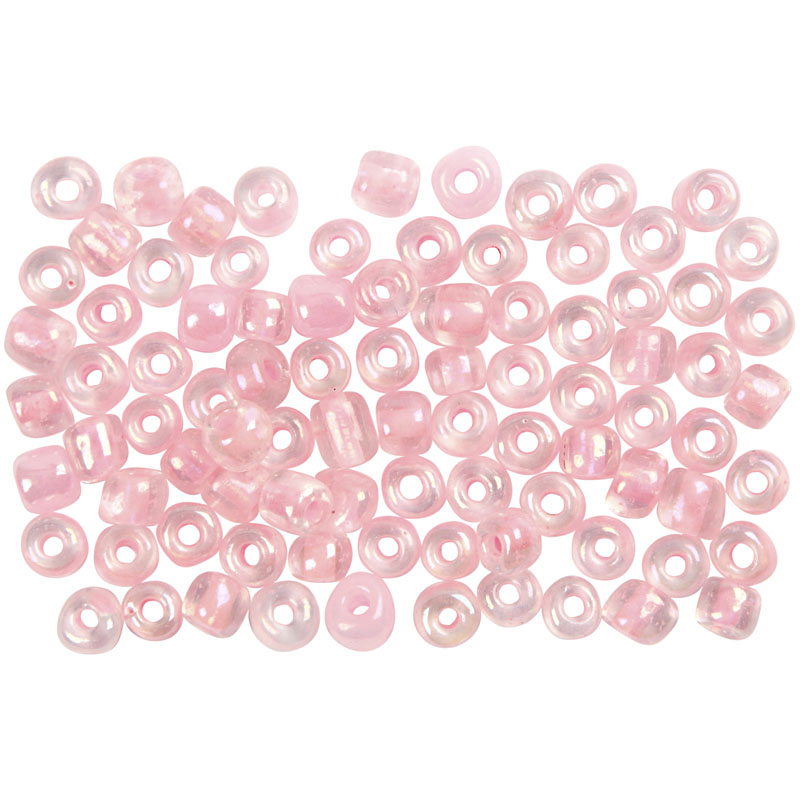 Glas kraaltjes rocailles roze 6/0 - Ø4mm - 25 gr